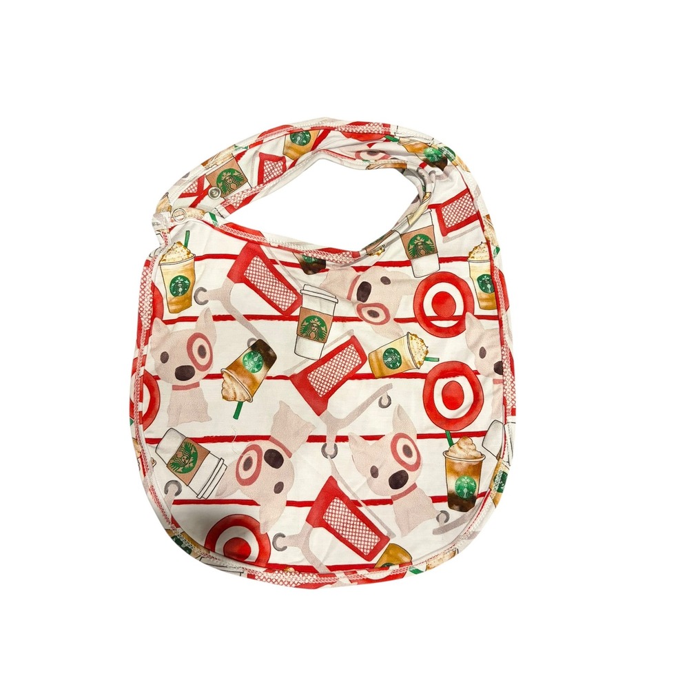Target Bullseye Dog‎ Starbucks Coffee Shopping Cart Bamboo Print Snap Baby Bib